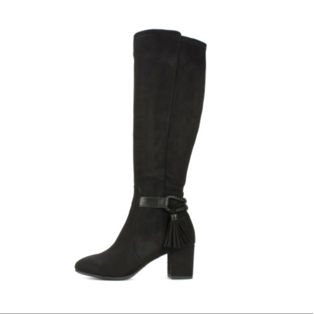 Black Rope and Tassel Detail Block Heel Boots - Picture 2 of 6